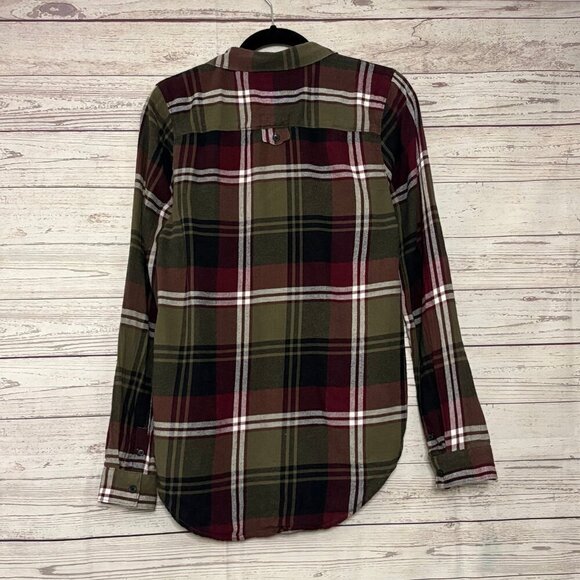 VANS Green Red Black Plaid Button Up LS Medium - Picture 5 of 7